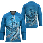 Aboriginal Ocean Whale Hockey Jersey Dot Art Dreamtime Tree of Life
