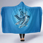 Aboriginal Ocean Whale Hooded Blanket Dot Art Dreamtime Tree of Life