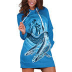 Aboriginal Ocean Whale Hoodie Dress Dot Art Dreamtime Tree of Life