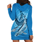 Aboriginal Ocean Whale Hoodie Dress Dot Art Dreamtime Tree of Life