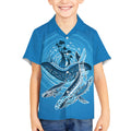 Aboriginal Ocean Whale Kid Hawaiian Shirt Dot Art Dreamtime Tree of Life