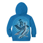 Aboriginal Ocean Whale Kid Hoodie Dot Art Dreamtime Tree of Life