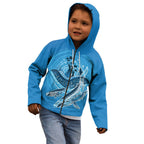Aboriginal Ocean Whale Kid Hoodie Dot Art Dreamtime Tree of Life
