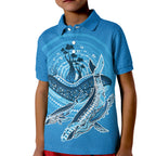 Aboriginal Ocean Whale Kid Polo Shirt Dot Art Dreamtime Tree of Life