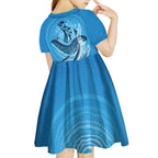 Aboriginal Ocean Whale Kid Short Sleeve Dress Dot Art Dreamtime Tree of Life