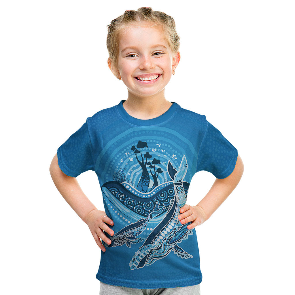 Aboriginal Ocean Whale Kid T Shirt Dot Art Dreamtime Tree of Life