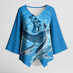 Aboriginal Ocean Whale Kimono Sleeve Blouse Dot Art Dreamtime Tree of Life