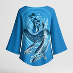 Aboriginal Ocean Whale Kimono Sleeve Blouse Dot Art Dreamtime Tree of Life