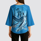 Aboriginal Ocean Whale Kimono Sleeve Blouse Dot Art Dreamtime Tree of Life