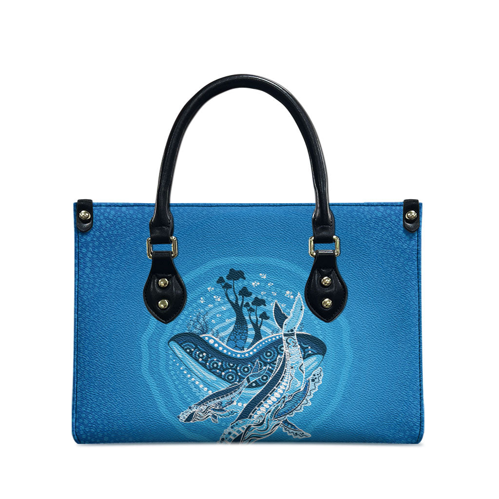 Aboriginal Ocean Whale Leather Bag Dot Art Dreamtime Tree of Life