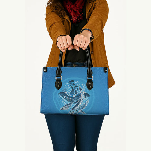 Aboriginal Ocean Whale Leather Bag Dot Art Dreamtime Tree of Life