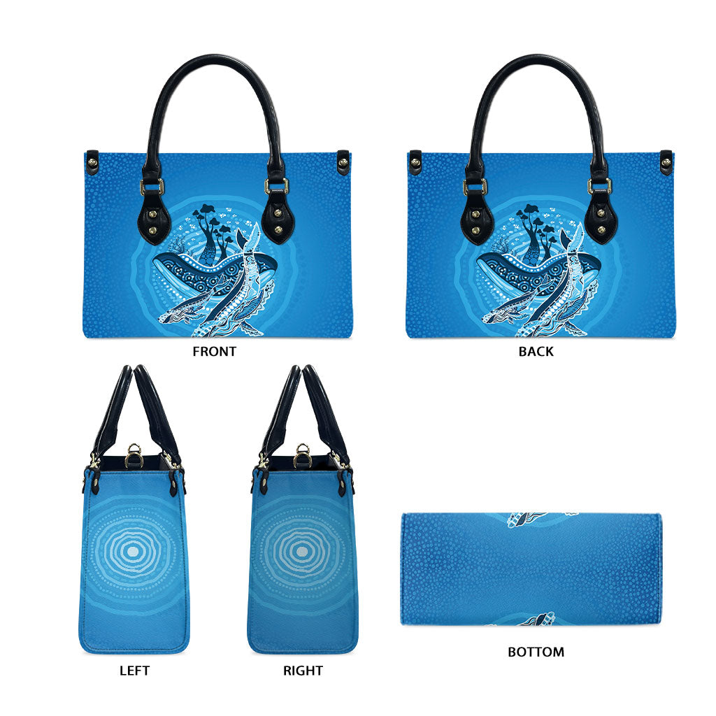 Aboriginal Ocean Whale Leather Bag Dot Art Dreamtime Tree of Life