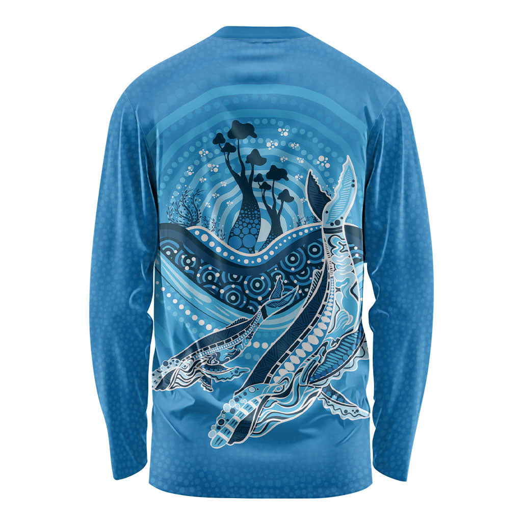 Aboriginal Ocean Whale Long Sleeve Shirt Dot Art Dreamtime Tree of Life