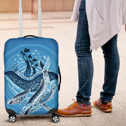 Aboriginal Ocean Whale Luggage Cover Dot Art Dreamtime Tree of Life