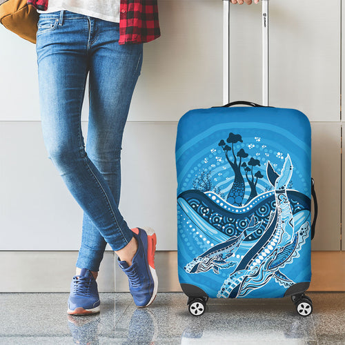 Aboriginal Ocean Whale Luggage Cover Dot Art Dreamtime Tree of Life