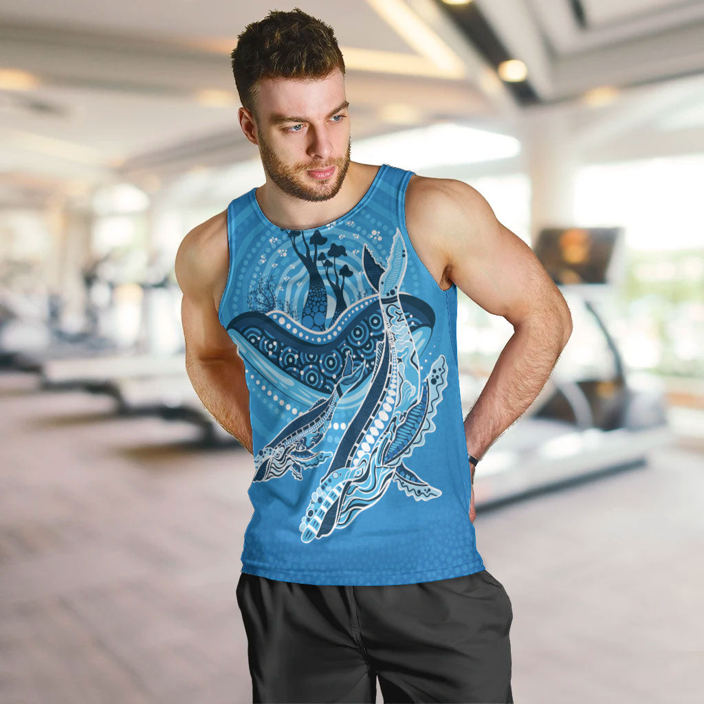 Aboriginal Ocean Whale Men Tank Top Dot Art Dreamtime Tree of Life