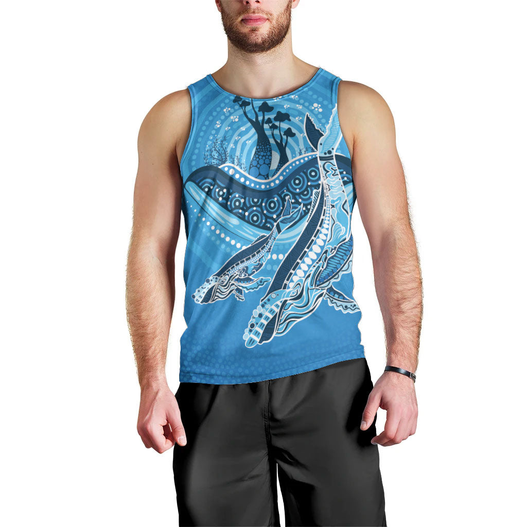 Aboriginal Ocean Whale Men Tank Top Dot Art Dreamtime Tree of Life