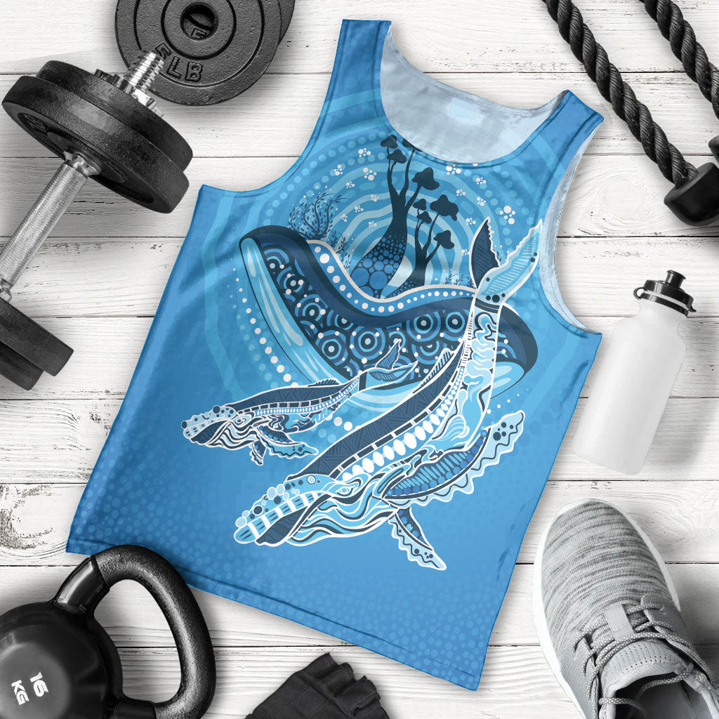 Aboriginal Ocean Whale Men Tank Top Dot Art Dreamtime Tree of Life