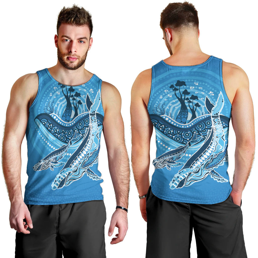 Aboriginal Ocean Whale Men Tank Top Dot Art Dreamtime Tree of Life