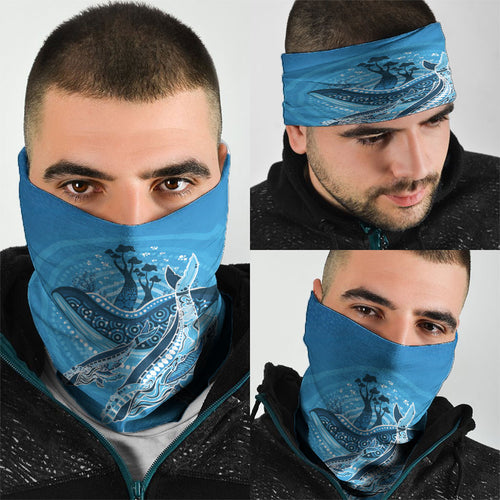 Aboriginal Ocean Whale Neck Gaiter Dot Art Dreamtime Tree of Life