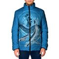 Aboriginal Ocean Whale Padded Jacket Dot Art Dreamtime Tree of Life