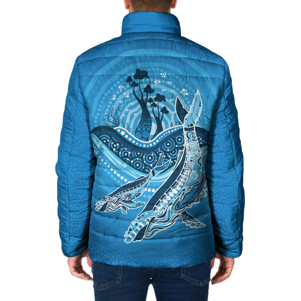 Aboriginal Ocean Whale Padded Jacket Dot Art Dreamtime Tree of Life