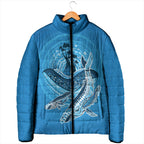 Aboriginal Ocean Whale Padded Jacket Dot Art Dreamtime Tree of Life