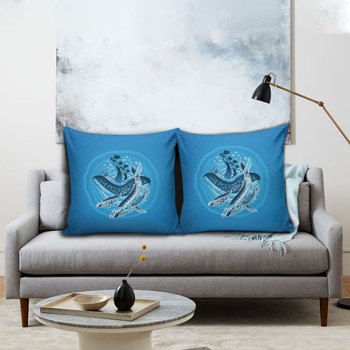 Aboriginal Ocean Whale Pillow Cover Dot Art Dreamtime Tree of Life