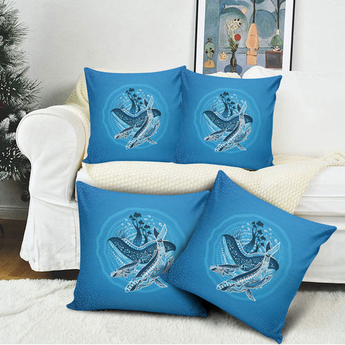 Aboriginal Ocean Whale Pillow Cover Dot Art Dreamtime Tree of Life