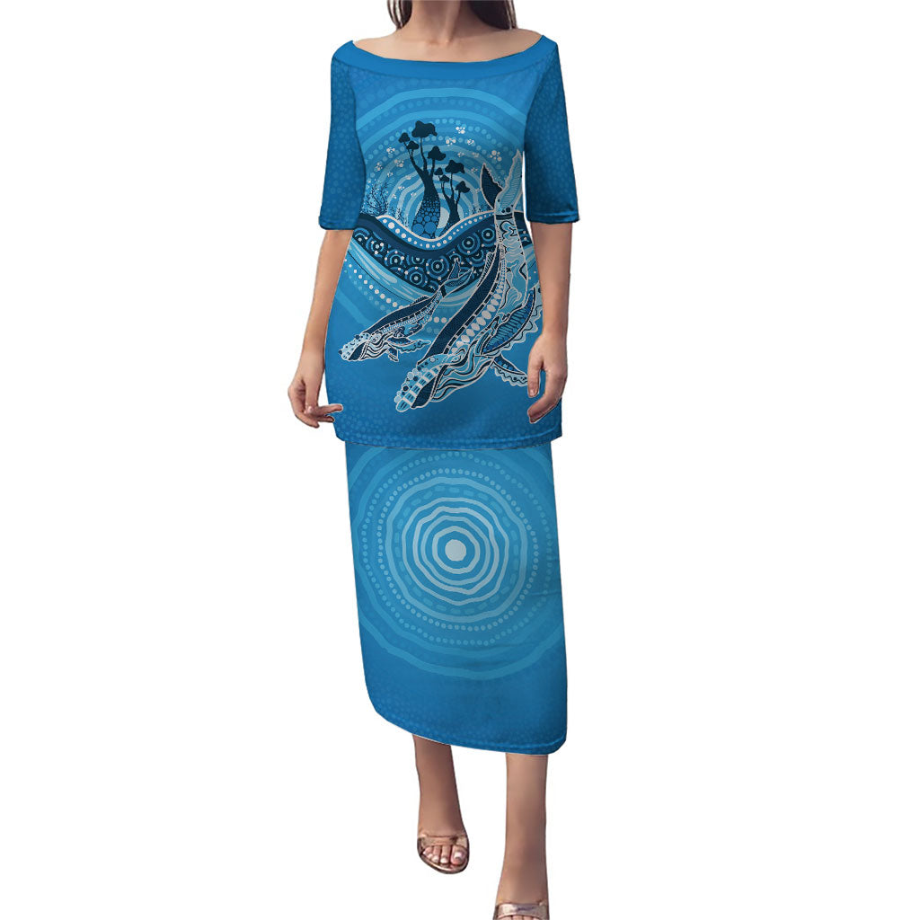 Aboriginal Ocean Whale Puletasi Dot Art Dreamtime Tree of Life