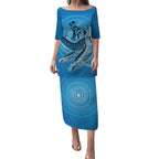 Aboriginal Ocean Whale Puletasi Dot Art Dreamtime Tree of Life