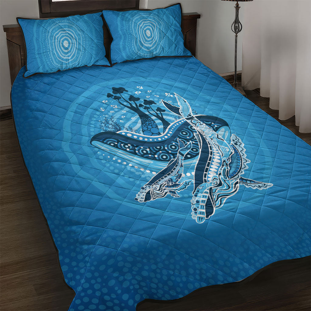 Aboriginal Ocean Whale Quilt Bed Set Dot Art Dreamtime Tree of Life