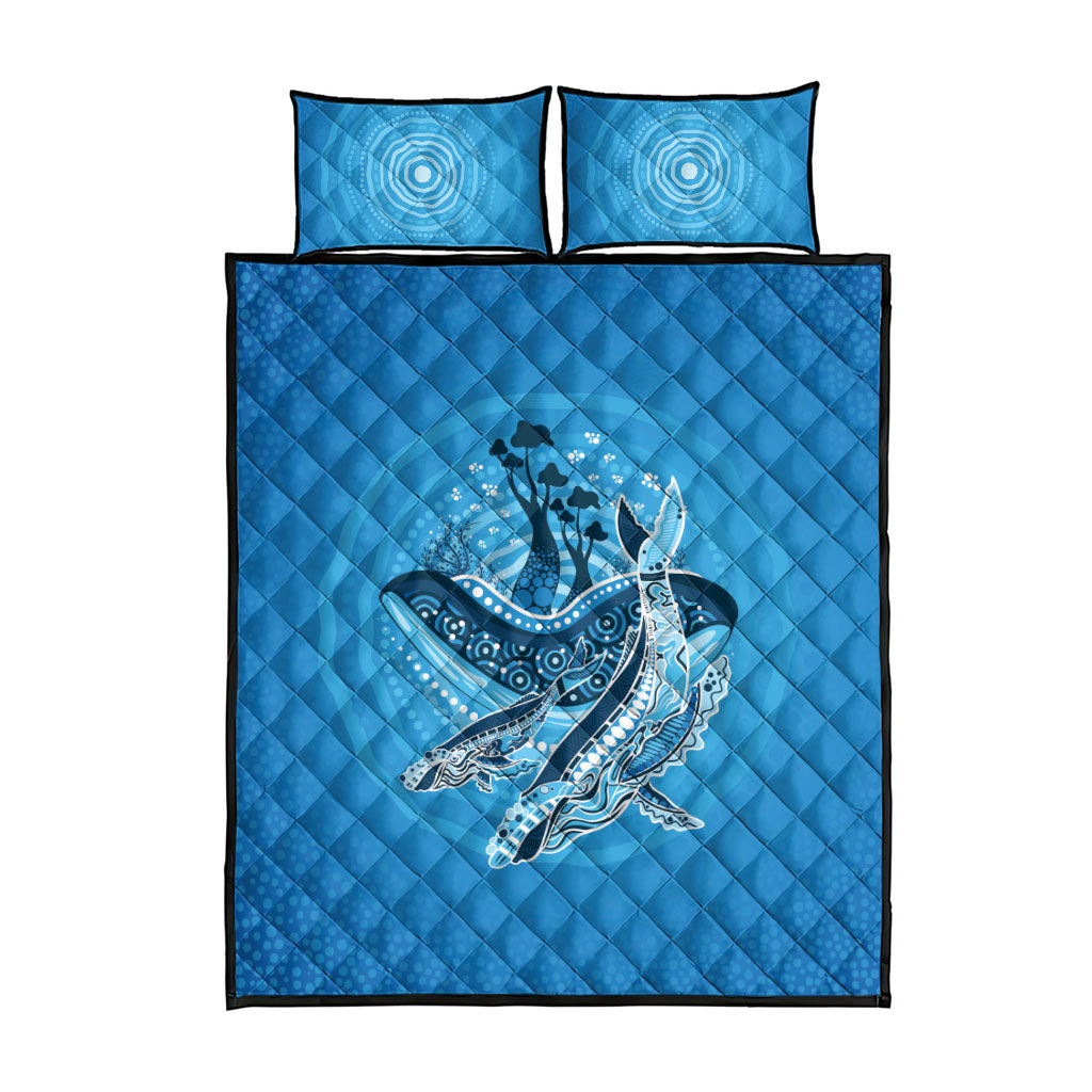 Aboriginal Ocean Whale Quilt Bed Set Dot Art Dreamtime Tree of Life