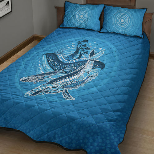 Aboriginal Ocean Whale Quilt Bed Set Dot Art Dreamtime Tree of Life