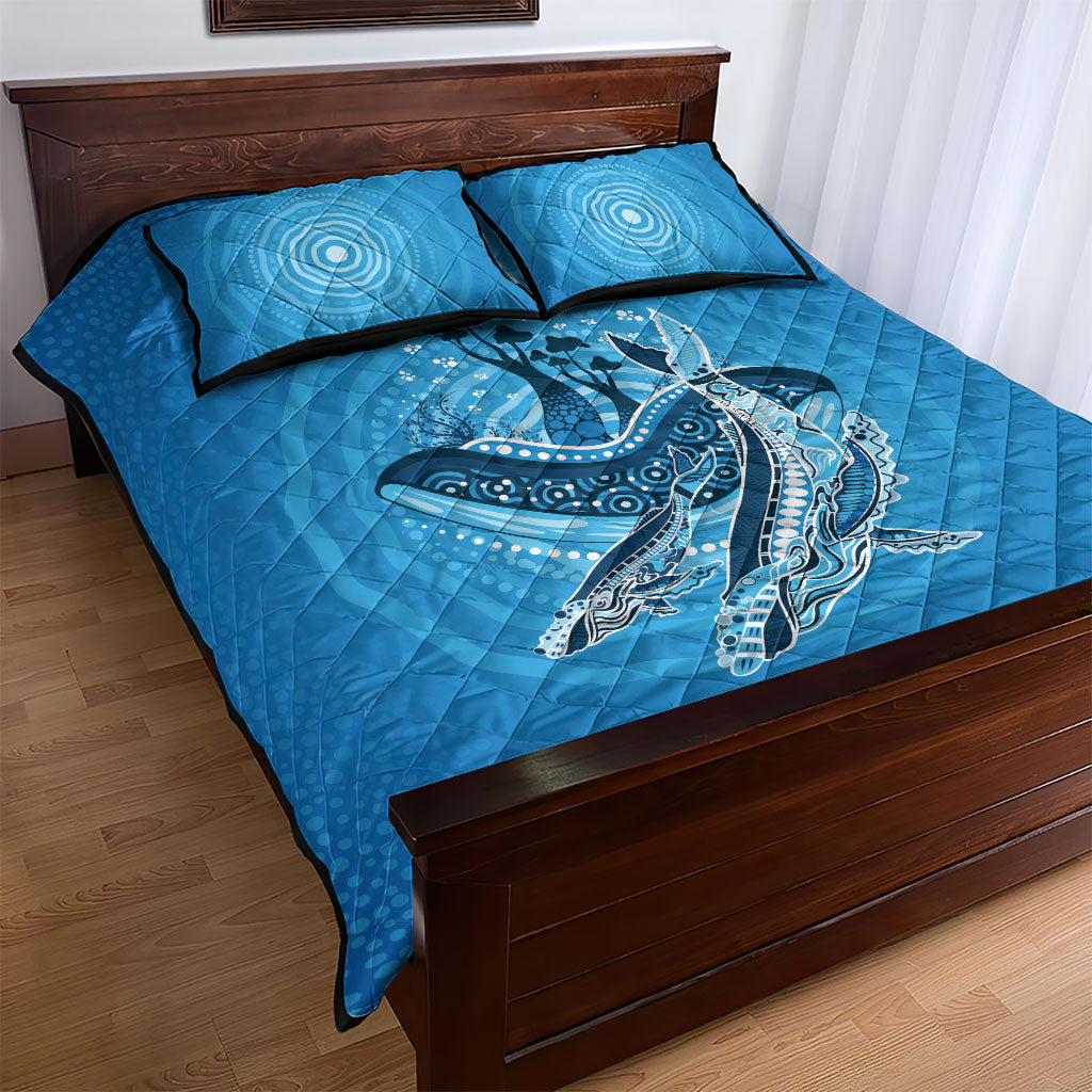 Aboriginal Ocean Whale Quilt Bed Set Dot Art Dreamtime Tree of Life