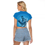 Aboriginal Ocean Whale Raglan Cropped T Shirt Dot Art Dreamtime Tree of Life