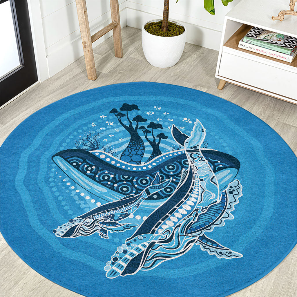 Aboriginal Ocean Whale Round Carpet Dot Art Dreamtime Tree of Life