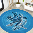 Aboriginal Ocean Whale Round Carpet Dot Art Dreamtime Tree of Life