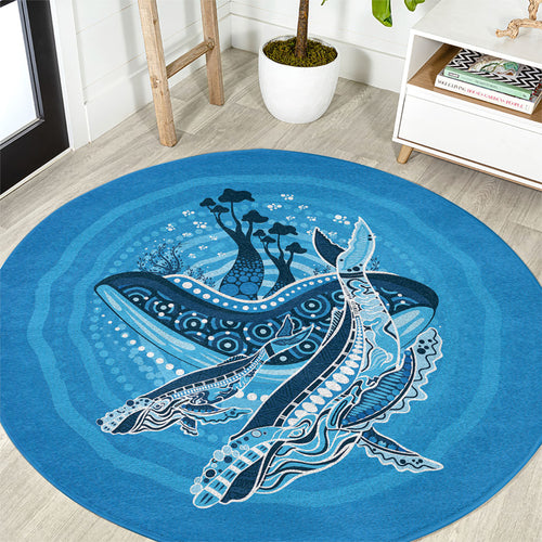 Aboriginal Ocean Whale Round Carpet Dot Art Dreamtime Tree of Life
