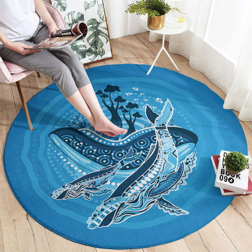 Aboriginal Ocean Whale Round Carpet Dot Art Dreamtime Tree of Life