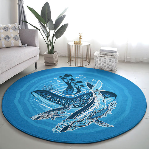 Aboriginal Ocean Whale Round Carpet Dot Art Dreamtime Tree of Life