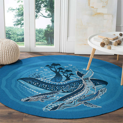 Aboriginal Ocean Whale Round Carpet Dot Art Dreamtime Tree of Life