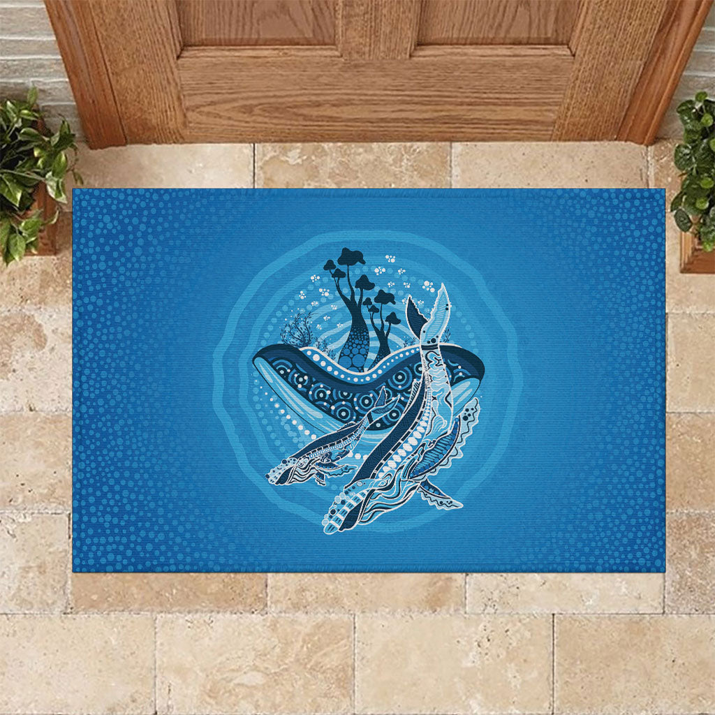 Aboriginal Ocean Whale Rubber Doormat Dot Art Dreamtime Tree of Life
