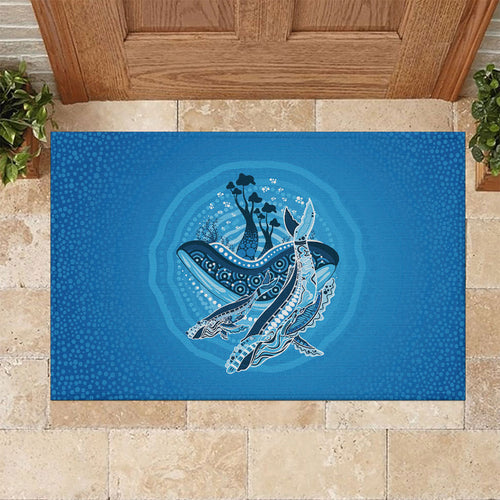 Aboriginal Ocean Whale Rubber Doormat Dot Art Dreamtime Tree of Life