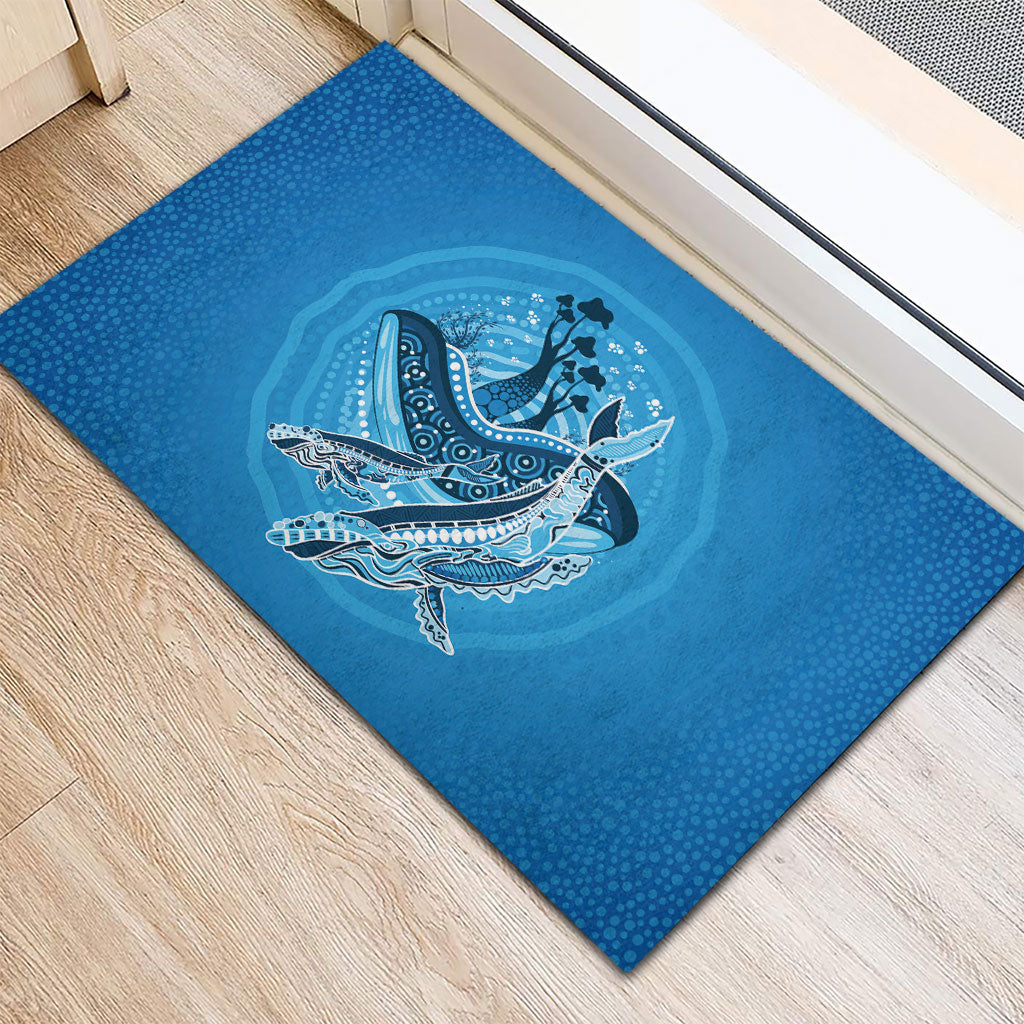 Aboriginal Ocean Whale Rubber Doormat Dot Art Dreamtime Tree of Life