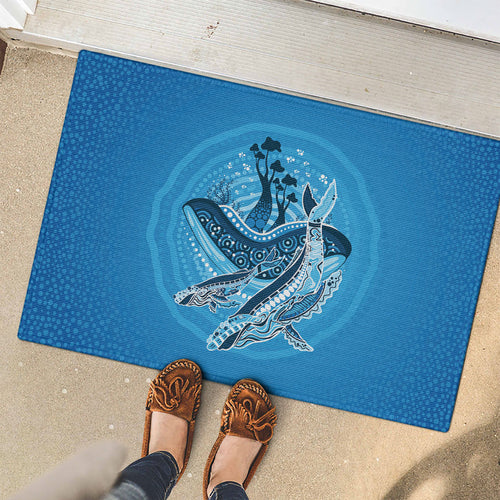 Aboriginal Ocean Whale Rubber Doormat Dot Art Dreamtime Tree of Life