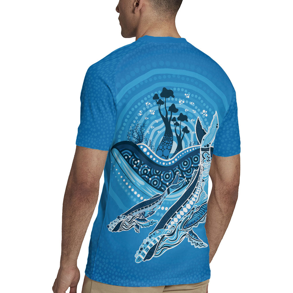 Aboriginal Ocean Whale Rugby Jersey Dot Art Dreamtime Tree of Life