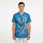 Aboriginal Ocean Whale Scrub Top Dot Art Dreamtime Tree of Life
