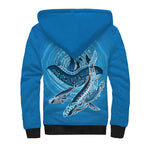 Aboriginal Ocean Whale Sherpa Hoodie Dot Art Dreamtime Tree of Life