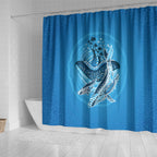 Aboriginal Ocean Whale Shower Curtain Dot Art Dreamtime Tree of Life